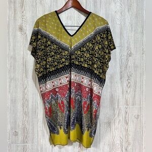 Blue Plate Boho Short Sleeve Tunic Blouse Top Free Size